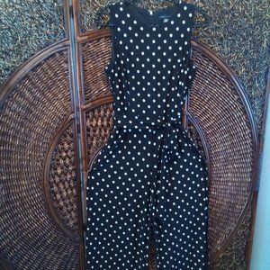 Blk/white Polka dot wide leg belted jumper, Tommy Hilfiger, size 10